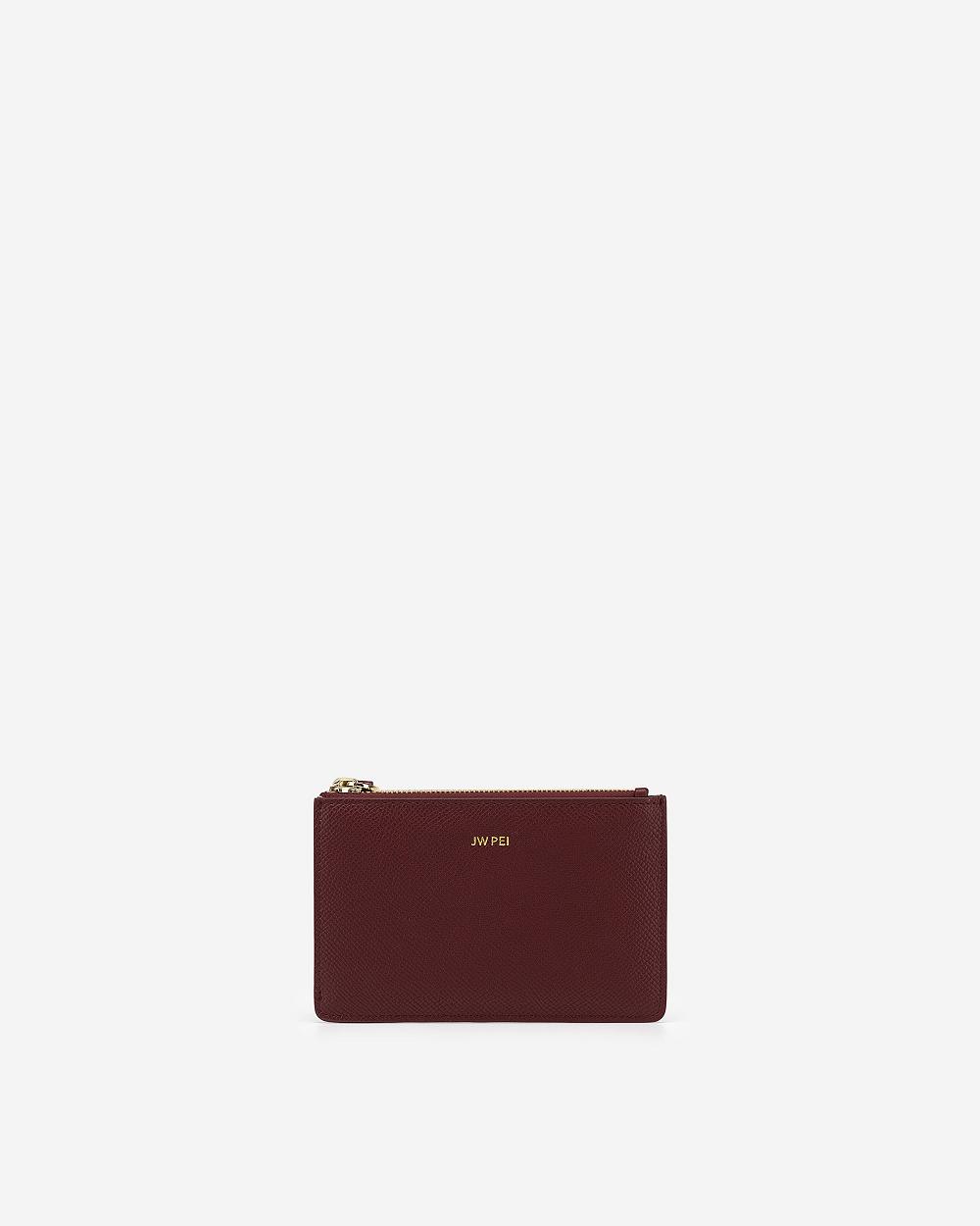 JW PEI Quinn Zipped Women Cardholders Burgundy | CA1356UT