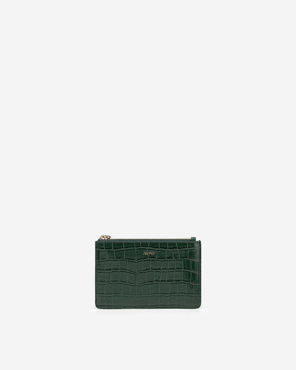 JW PEI Quinn Zipped Women Cardholders Olive | CA1362DN