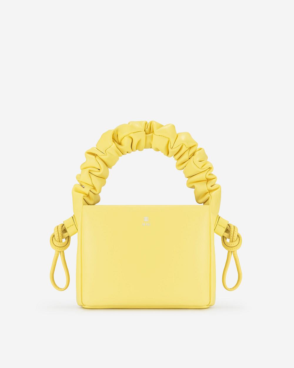 JW PEI Rylee Pleated Drawstring Top Handle Women Handbag Yellow | CA1145RW