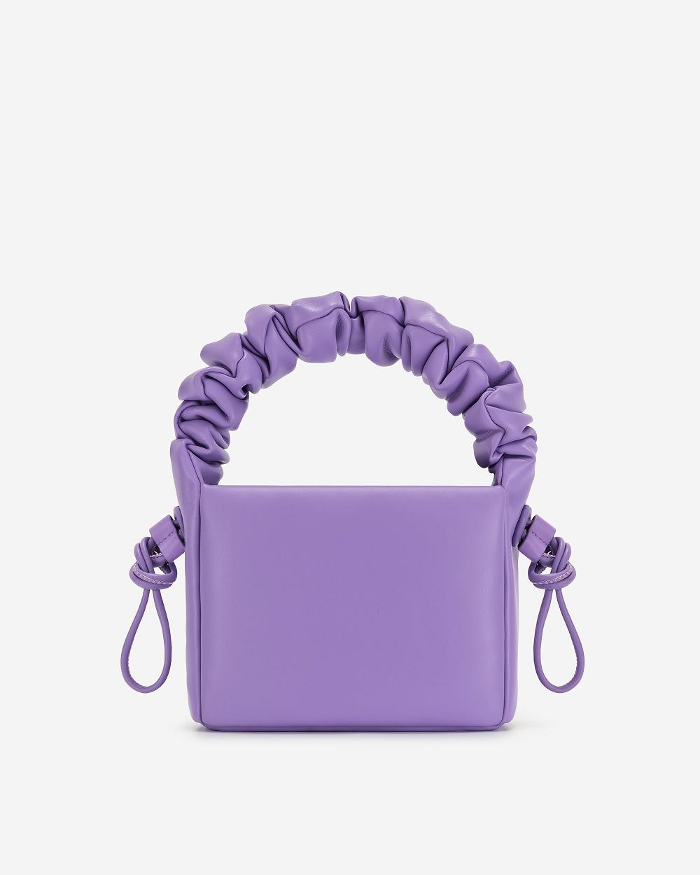 JW PEI Rylee Pleated Drawstring Top Handle Women Handbag Purple | CA1146TV