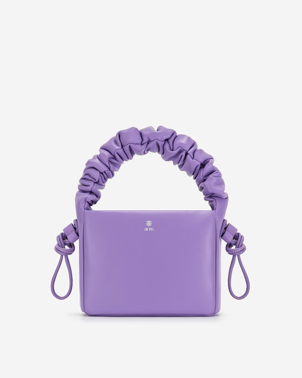 JW PEI Rylee Pleated Drawstring Top Handle Women Handbag Purple | CA1146TV