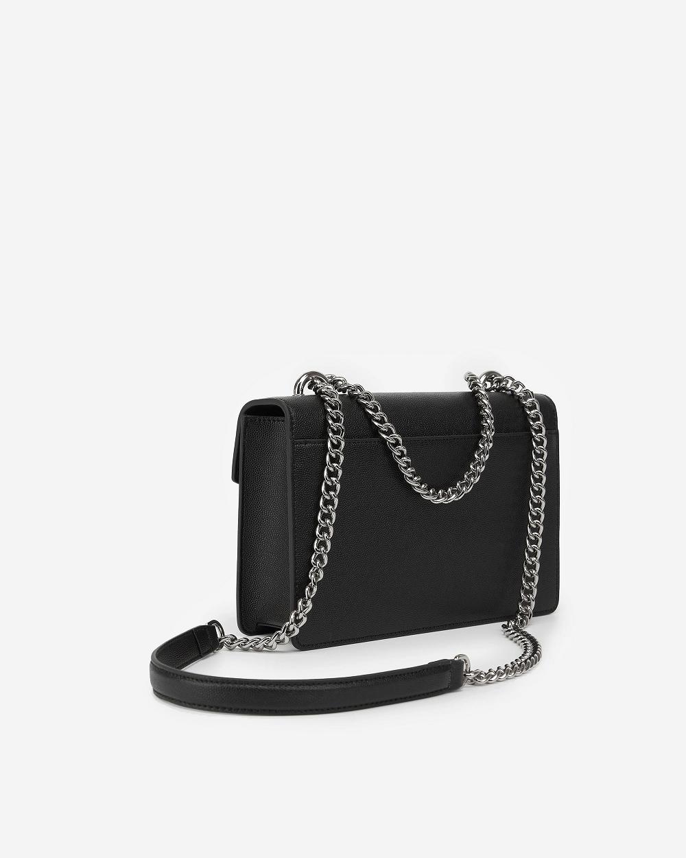 JW PEI The Envelope Silver Chain Women Crossbody Bags Black | CA1077FM